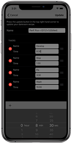 iPhone showing Darkroom clock app